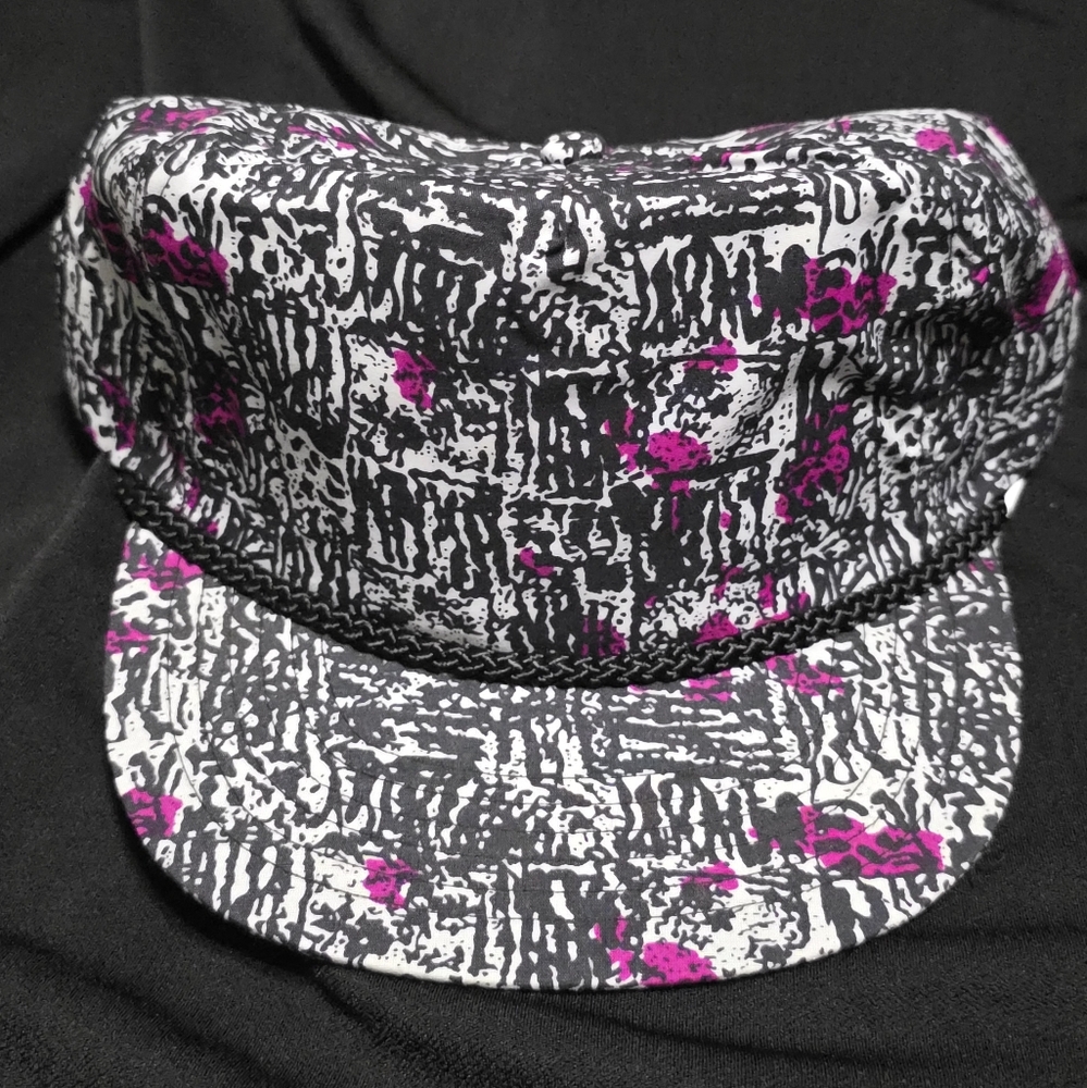 Vintage 80-90s Fresh Prince Style Snapback Hat Neon Color With Rope Bill